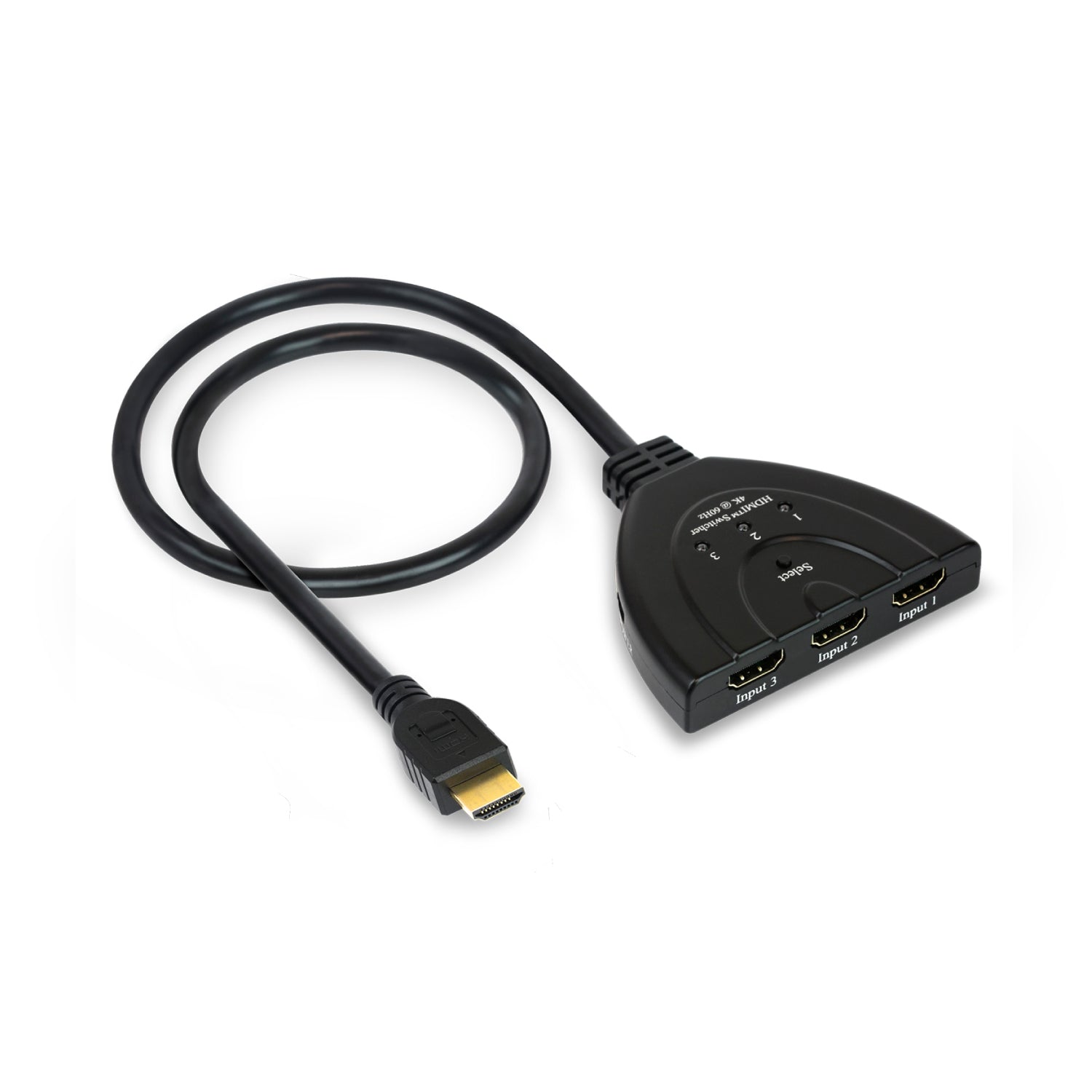 4K@60HZ HDMI-brytarsplitter, HDMI-omkopplare 3-i-1 ut med 1,2 m HDMI-kabel,  HDMI-omkopplare stöder 3D, 1080P, HDCP2.2, HDR, Dobly, 3-portar